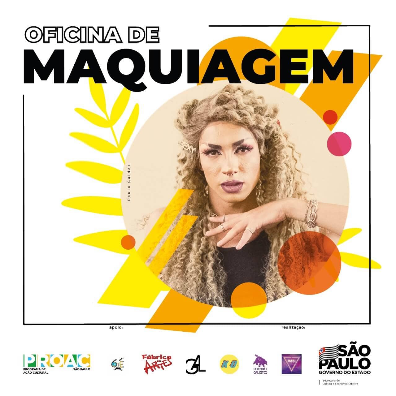 Banner ilustrativo da oficina de maquiagem com a foto da drag Vikky
